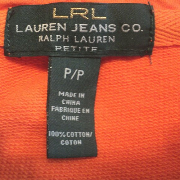 LRL Lauren Jeans Co Size Petite Hoodie Orange - Picture 3 of 3